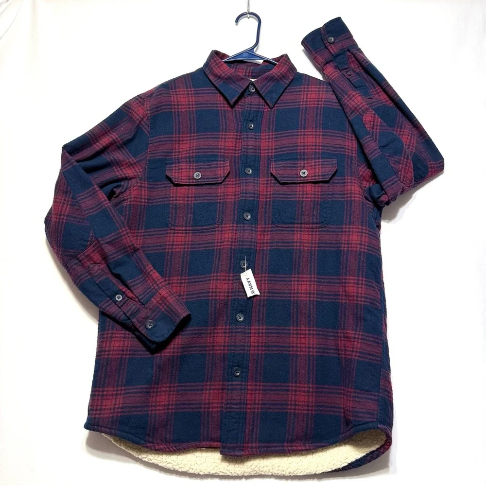 NEW‎ Old Navy Plaid Flannel Sherpa Lined Shacket Jacket Size M Perfect